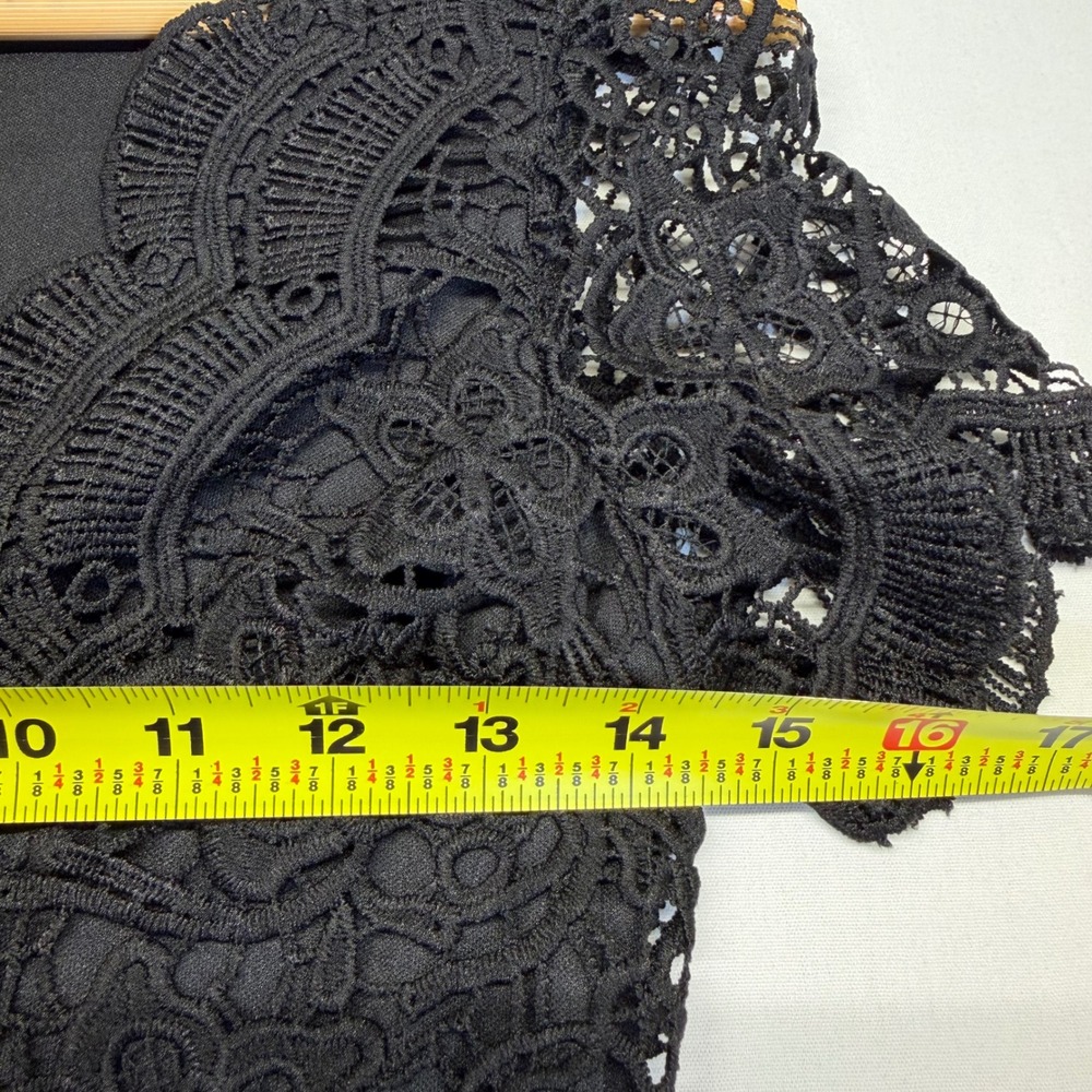 Lulus Black Lace Fit & Flare Cocktail Dress Scalloped V Neck Party XS - Picture 7 of 9